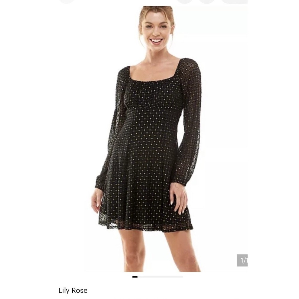 Lily Rose Y2K Whimsygoth Baby Doll Black with Sheer Overlay Mini dress, sz M